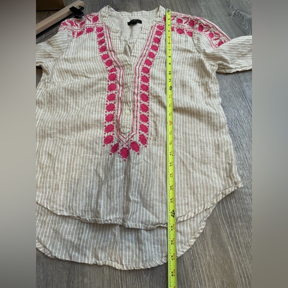 J. Crew Linen Embroidered Long Sleeve Tunic Small - Picture 5 of 7